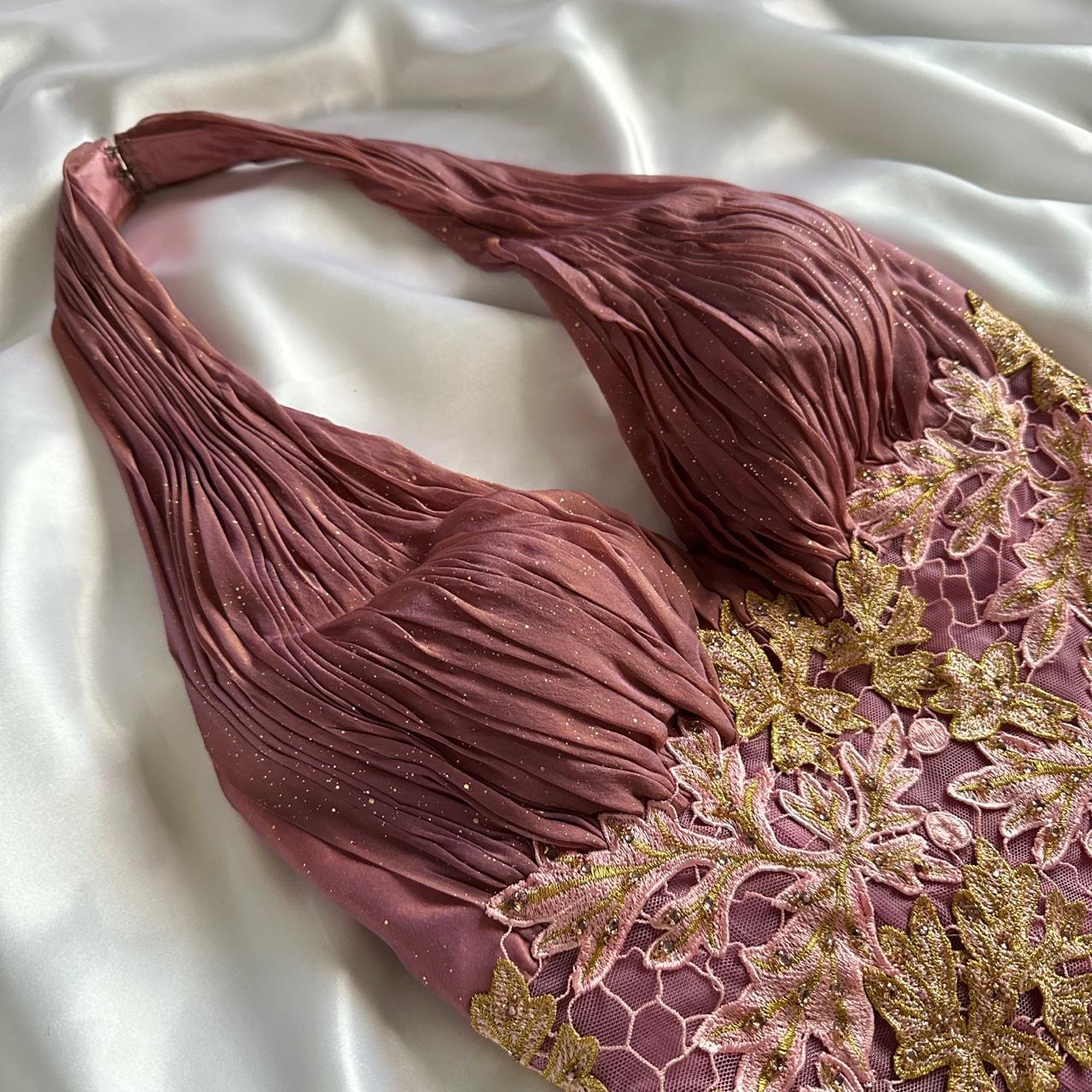 Purple Bronze Shiny Elegant Vintage Flower Applique Long Chiffon Fairy Evening Gown Party Dress prom dress gh3595