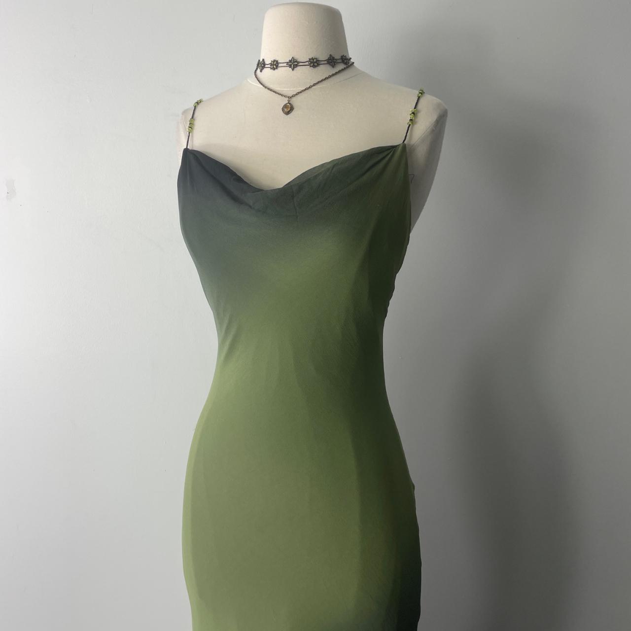 Green Fashion Gradient Elegant Exquisite Beaded Spaghetti Strap Long Chiffon Women's Wizard of Oz Evening Dress Holiday Party Dress gh3566