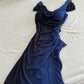 Dark Blue Ombre Stunning Sparkling Retro Fashion Stunning Elegant Delicate Rhinestone Long Chiffon Ball Gown Evening Gown Birthday Party Dress Prom Gown Graduation Gown gh3884