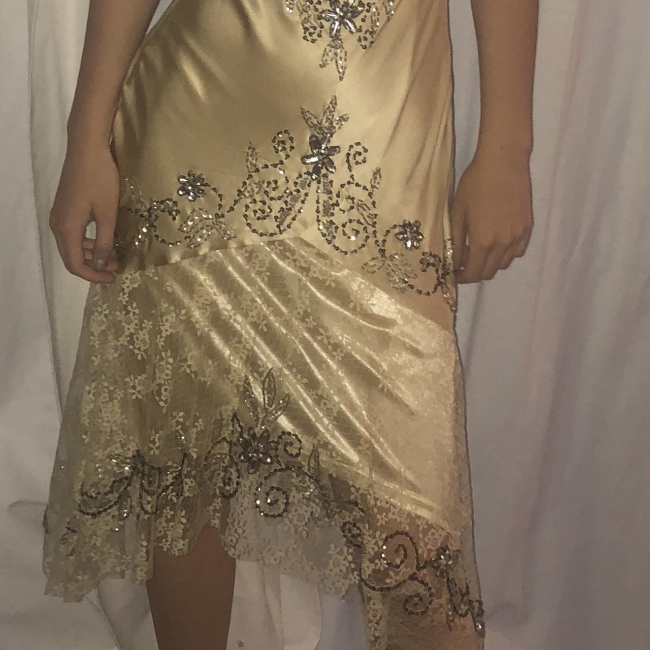 Gold Vintage Fashion Beaded Short Satin Homecoming Dress Birthday Party Dress gh4851