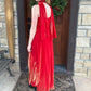 Pretty Red Gold Rainbow Elegant Spaghetti Strap Long Chiffon Tulle Ball Gown Evening Dress Party Dress Prom Dress gh3740
