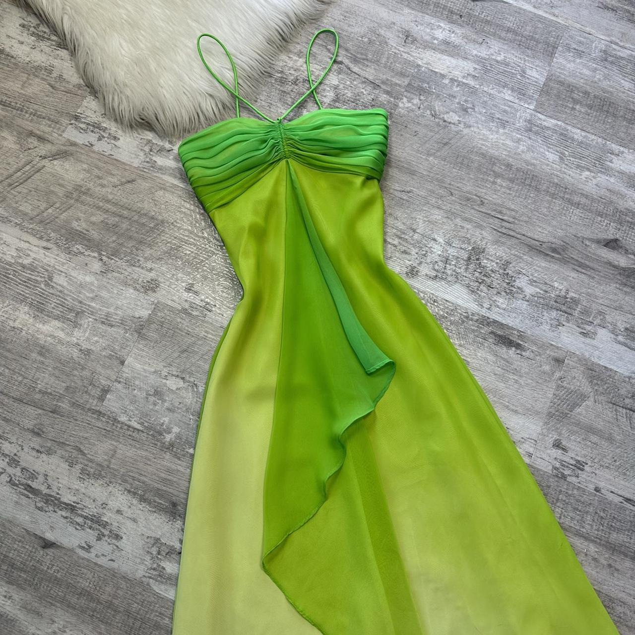 Grün Mode Farbverlauf Elegante Fee Erfrischende Lange Chiffon Ballkleid Abendkleid Meer Urlaub Geburtstag Party Kleid Ballkleid gh3757