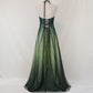 Green Vintage Ombre Floral Beaded Empire Waist Halter Long Chiffon Tulle prom dress Evening Gown Party Dress gh3606