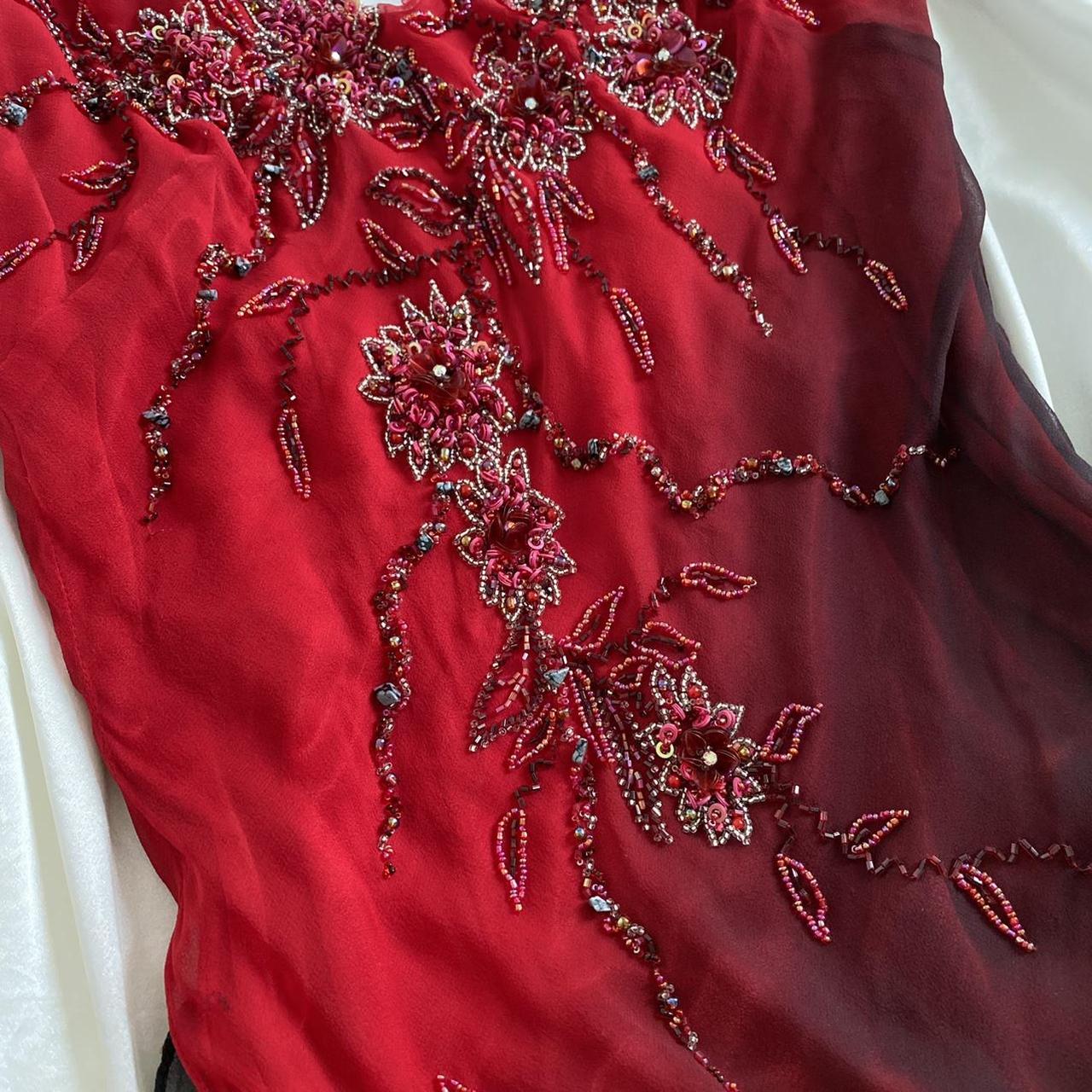 Robe de soirée courte mi-longue à perles et dégradé de mode rouge et noir, robe de bal, gh4675