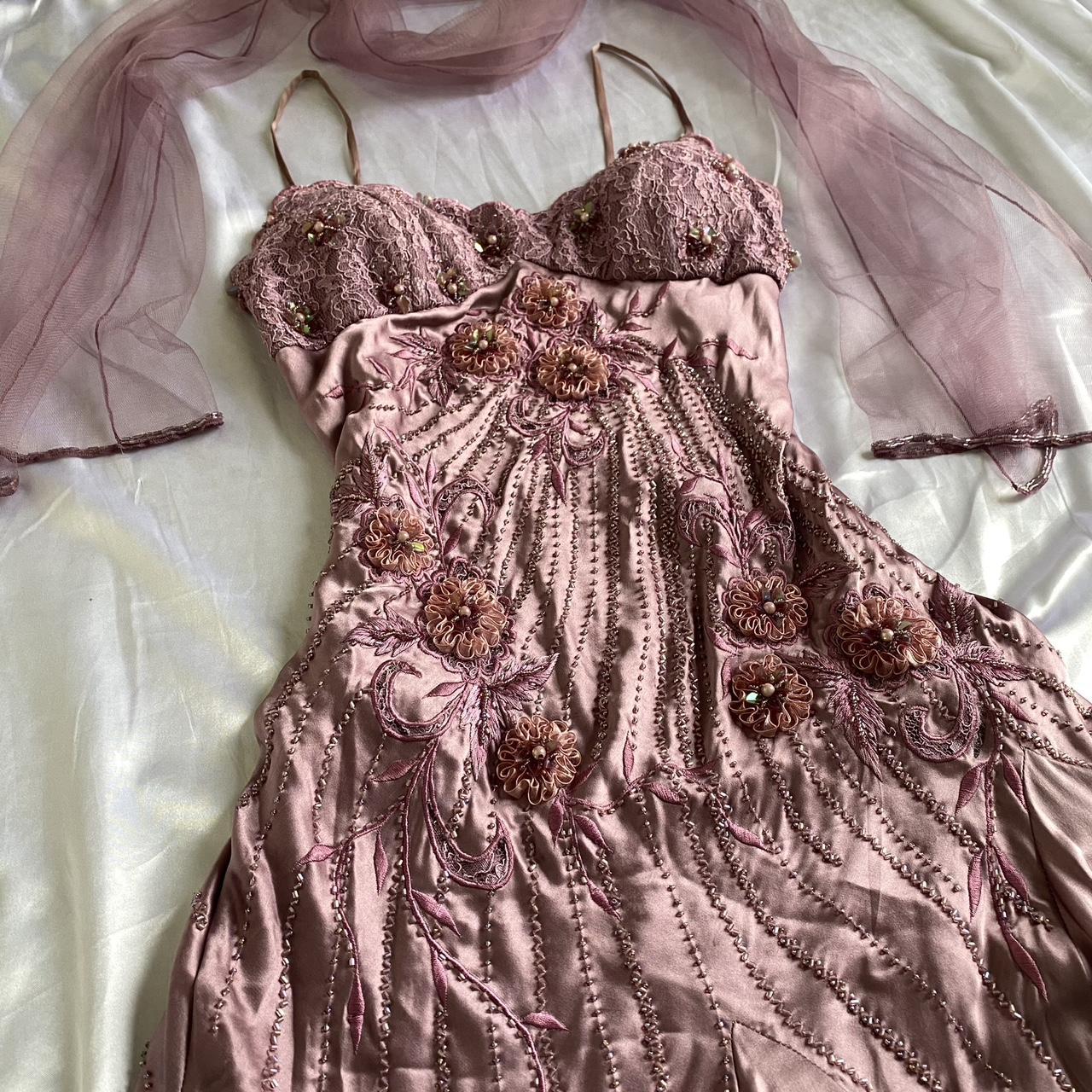 Pink Purple Retro Fashion Beautiful Dreamy Exquisite Floral Beaded Spaghetti Straps Short Mid-Length satin Prom Dress Evening Party Dress Prom Dress Homecoming Dress gh3756