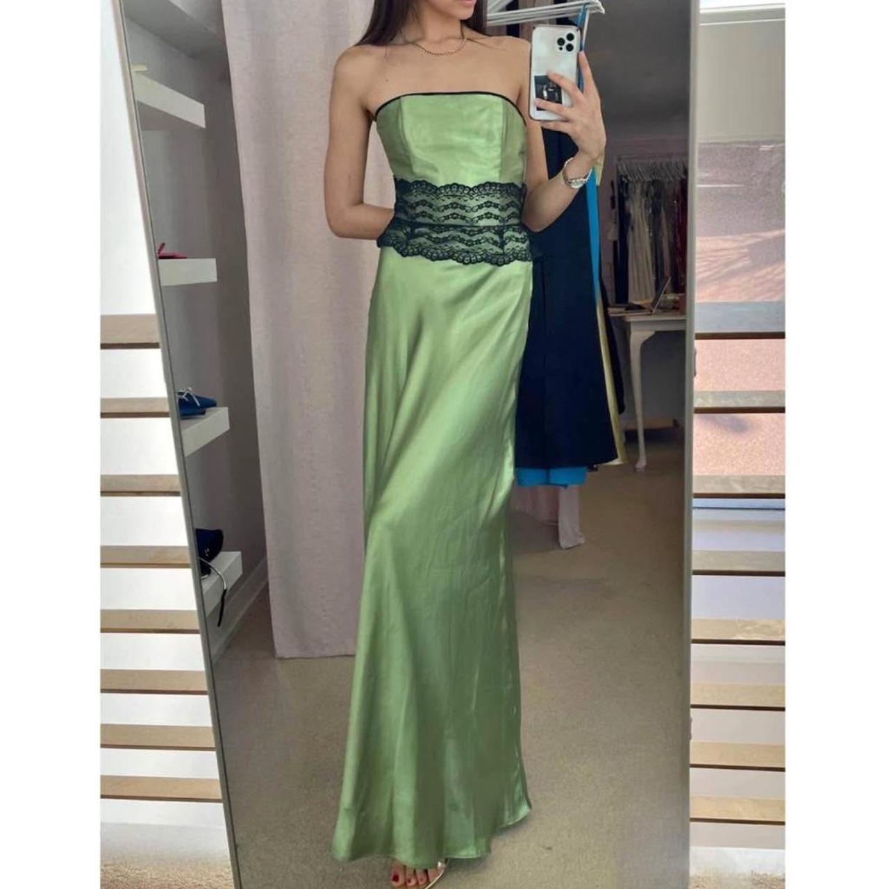 Robe de bal longue en satin rose/vert en dentelle, robe de soirée, robe de remise de diplôme gh4566