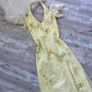 Robe de bal vintage jaune, robe longue, robe de fée, robe Y2K, robe de retour, robe à bretelles, paillettes, motif floral, délicate, mignonne, bal/mariage/été/rendez-vous gh4515