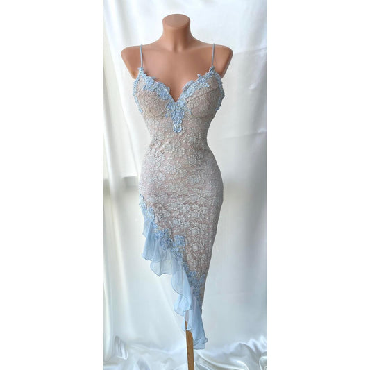 Girlhomeshops--Light blue exquisite lace short homecoming dress birthday party dress gh5490