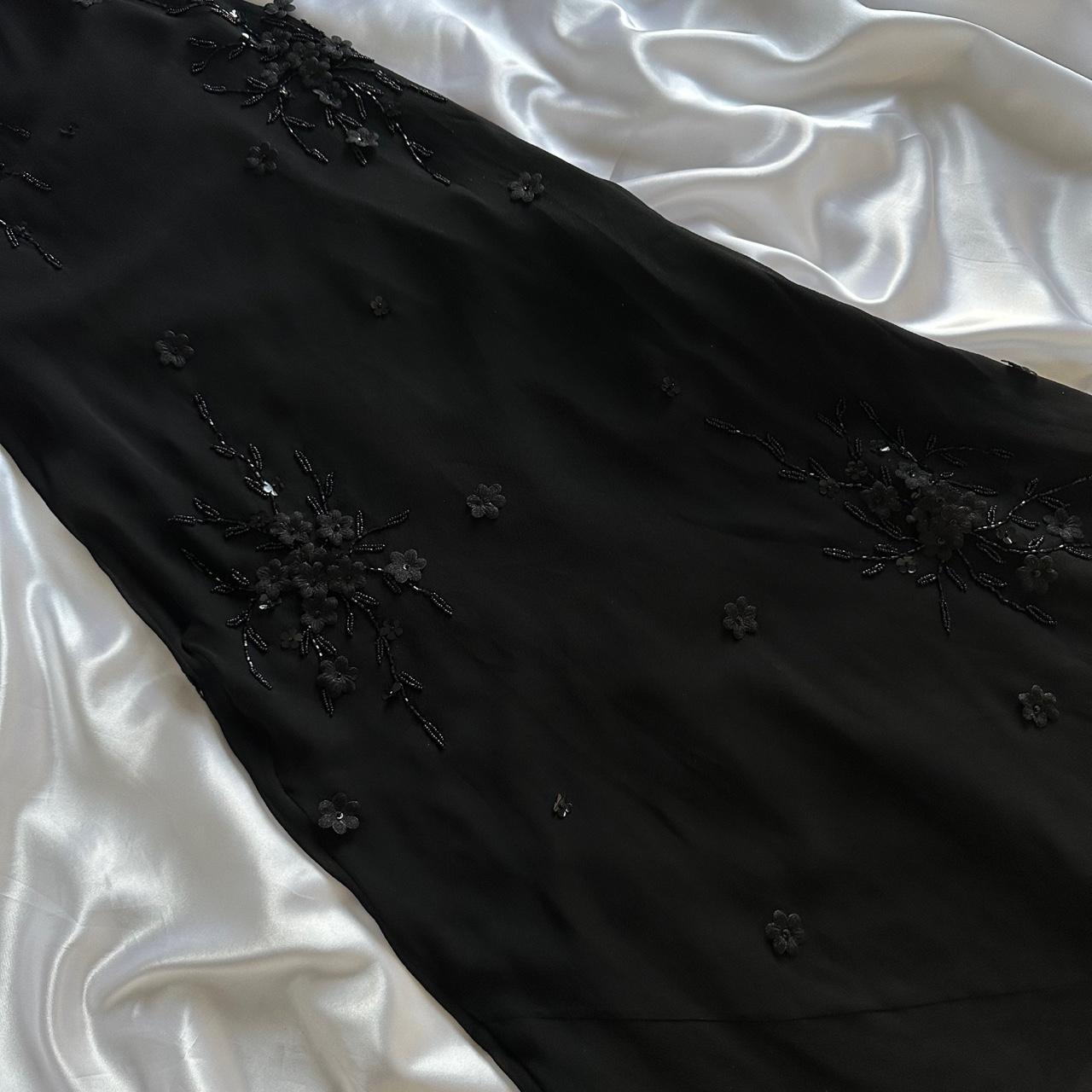 Robe de soirée longue en mousseline de soie noire, magnifique, exquise et élégante, à volants, gh3514