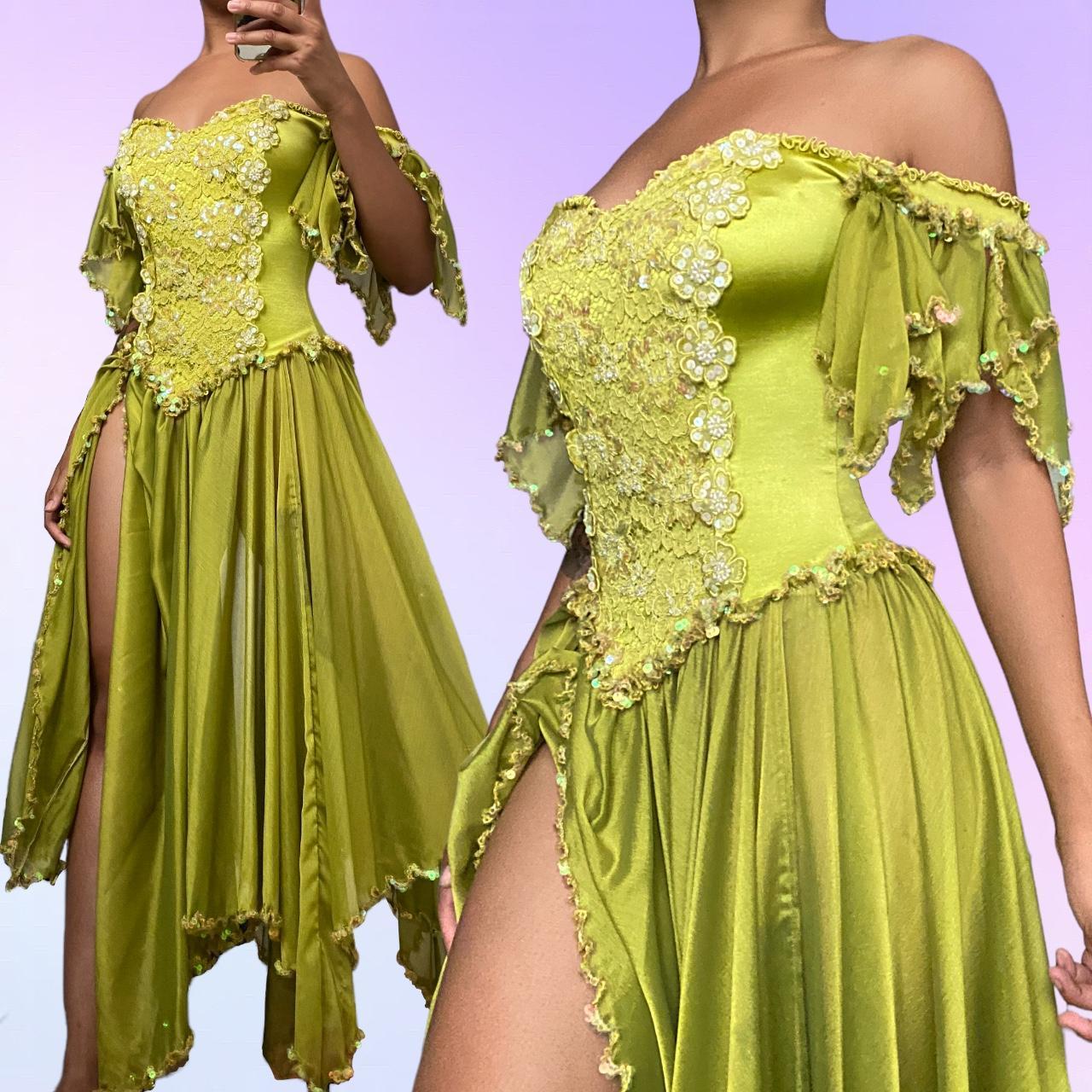 Robe de soirée longue en satin vert à fleurs et paillettes, tenue de bal, gh4855