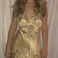 Gold Vintage Fashion Beaded Short Satin Homecoming Dress Birthday Party Dress gh4851