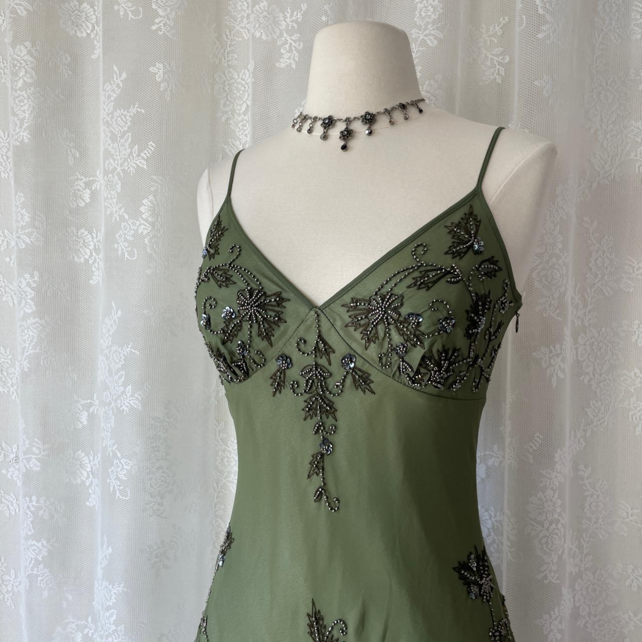 Olive Green Beaded Formal Prom Dress Chiffon Pretty Floral Midi/Short Homecoming Dress Date Dress Party Dress gh4618