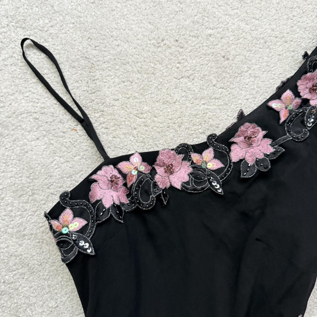 Robe de soirée longue en mousseline de soie, noire, élégante, délicate, rose, brodée, avec des perles, asymétrique, à volants, à paillettes, pour anniversaire, bal, vacances, rendez-vous, gh4108