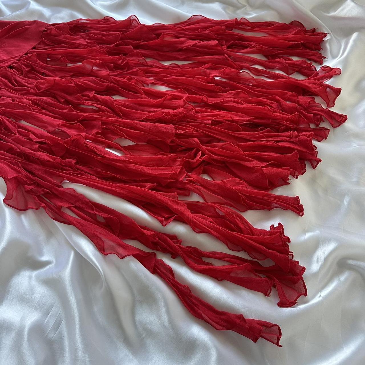 Robe de soirée longue en mousseline de soie, élégante et unique, à volants, motif floral, rouge, magnifique, à la mode, gh3561