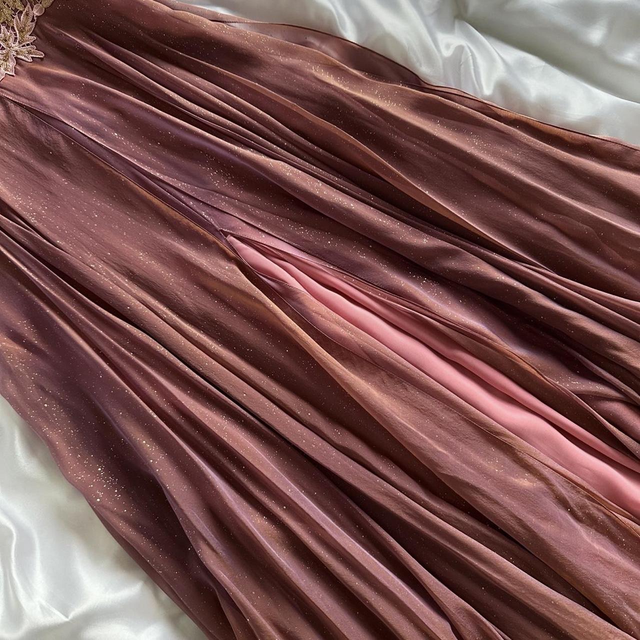Purple Bronze Shiny Elegant Vintage Flower Applique Long Chiffon Fairy Evening Gown Party Dress prom dress gh3595