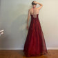 Burgundy Elegant Vintage Fashion Exquisite Beaded Long Tulle Ball Gown Evening Dress Party Dress Prom Dress gh3664