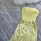 Superbe robe de soirée mi-longue/courte en mousseline de soie vintage jaune à perles gh4300