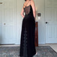 Vintage Black Velvet Gorgeous Exquisite Beading Elegant Spaghetti Strap Long Velvet Ball Gown Evening Dress Birthday Party Dress Prom Dress gh3954