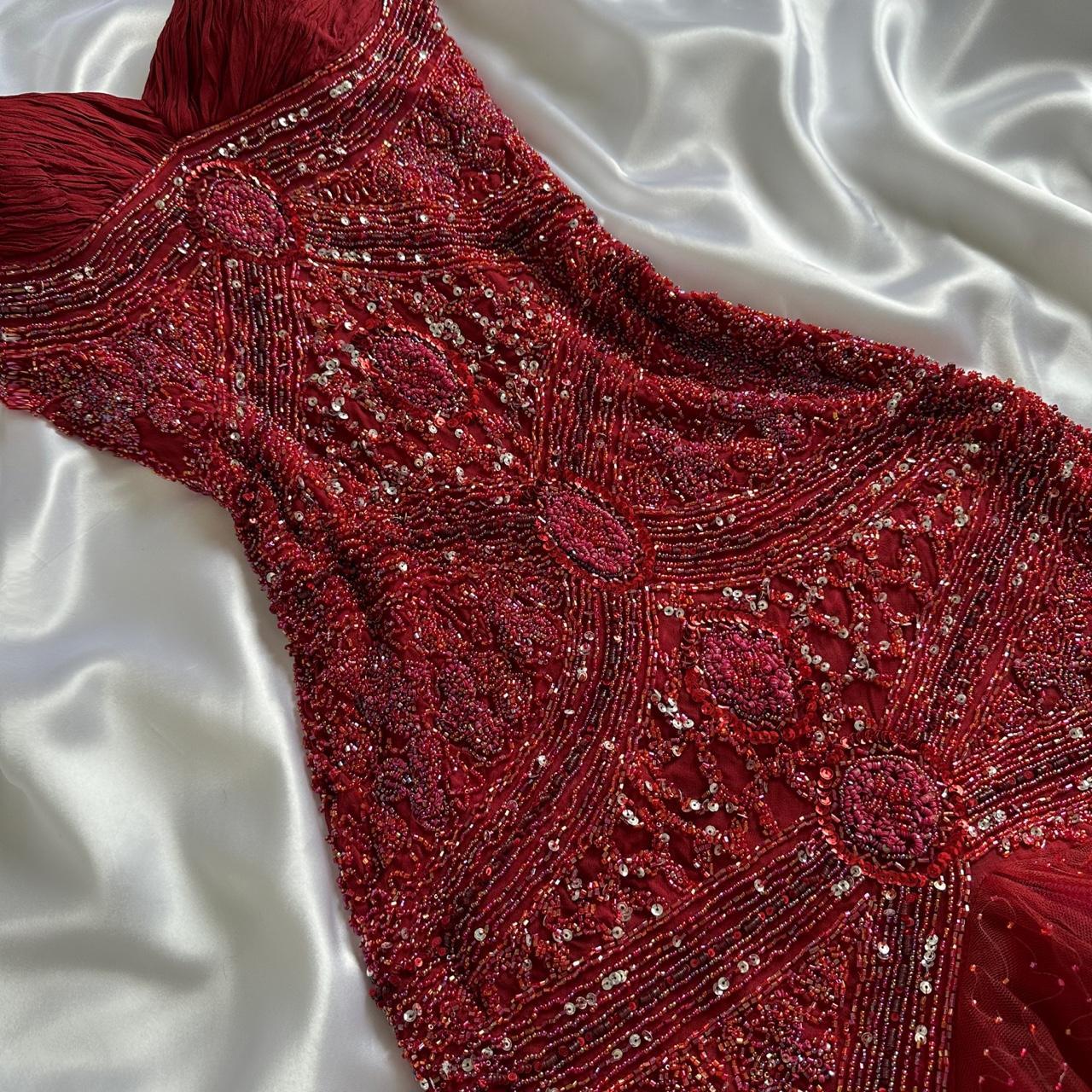 Red gorgeous luxury elegant exquisite beading shiny vintage fashion long elegant tulle ball gown evening dress birthday party dress prom dress gh3644