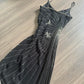 Black Vintage Fashion Elegant Sophisticated Stunning Silver Butterfly Beaded Long Chiffon Tulle Ball Gown Evening Dress Party Dress Prom Dress gh3722