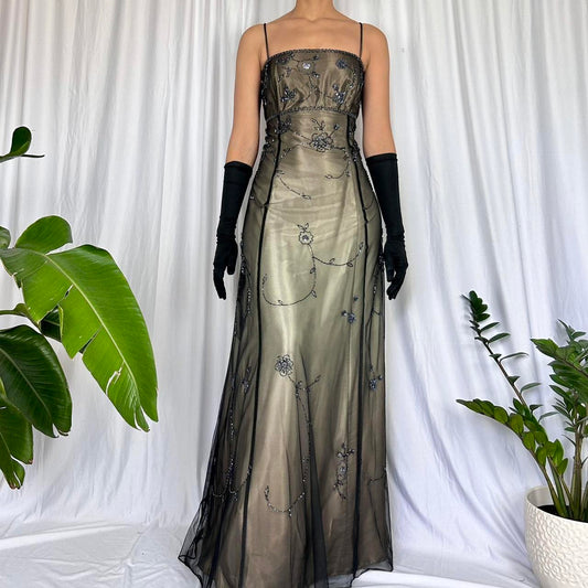 Champagne Brown Gorgeous Vintage Elegant Exquisite Beading Long Chiffon Ball Gown Evening Gown Party Dress Prom Dress gh3709