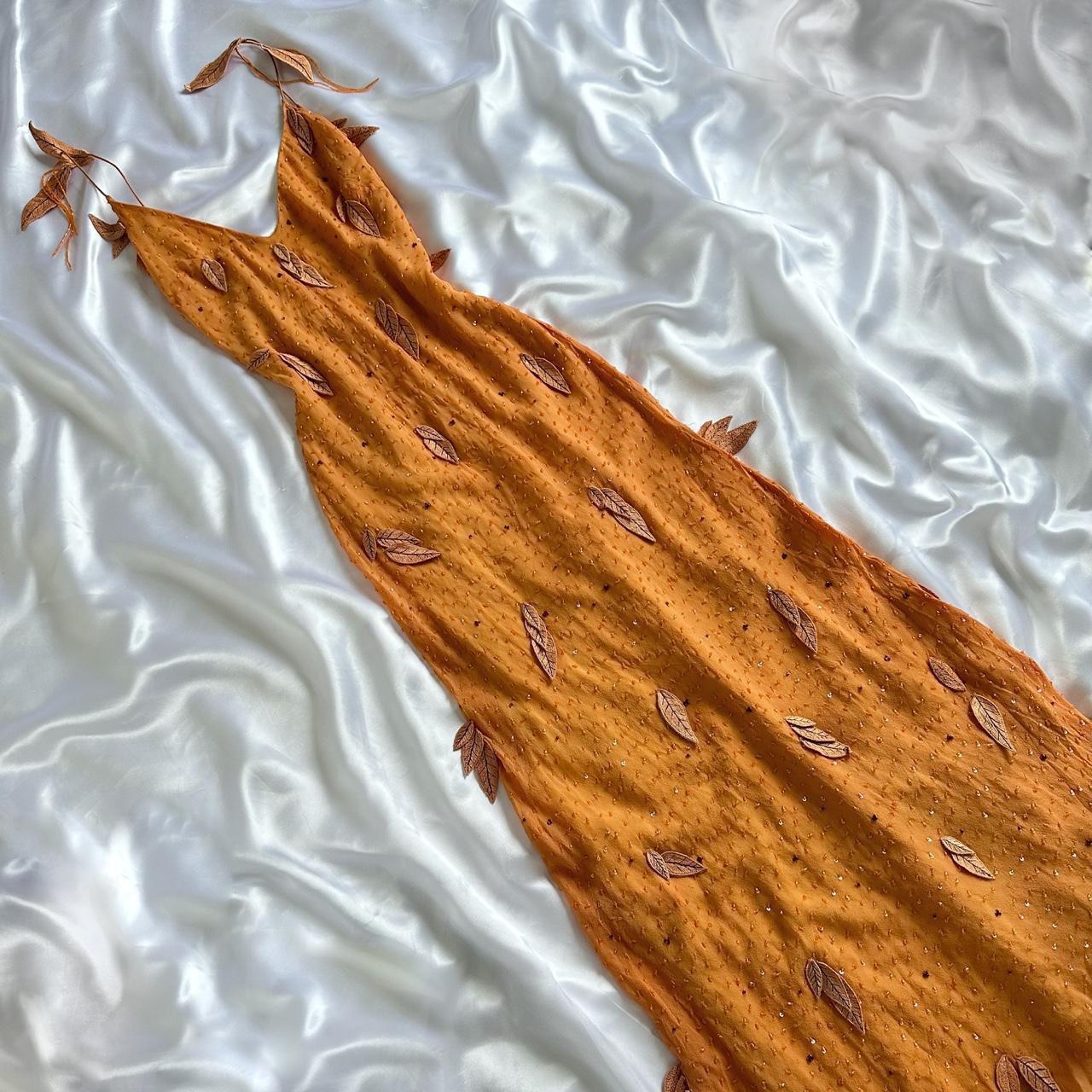 Orange wunderschöne Retro-Mode elegante exquisite Blatt Sicke Spaghetti Strap lange Chiffon Ballkleid Abendkleid Geburtstag Party Kleid Ballkleid gh3642