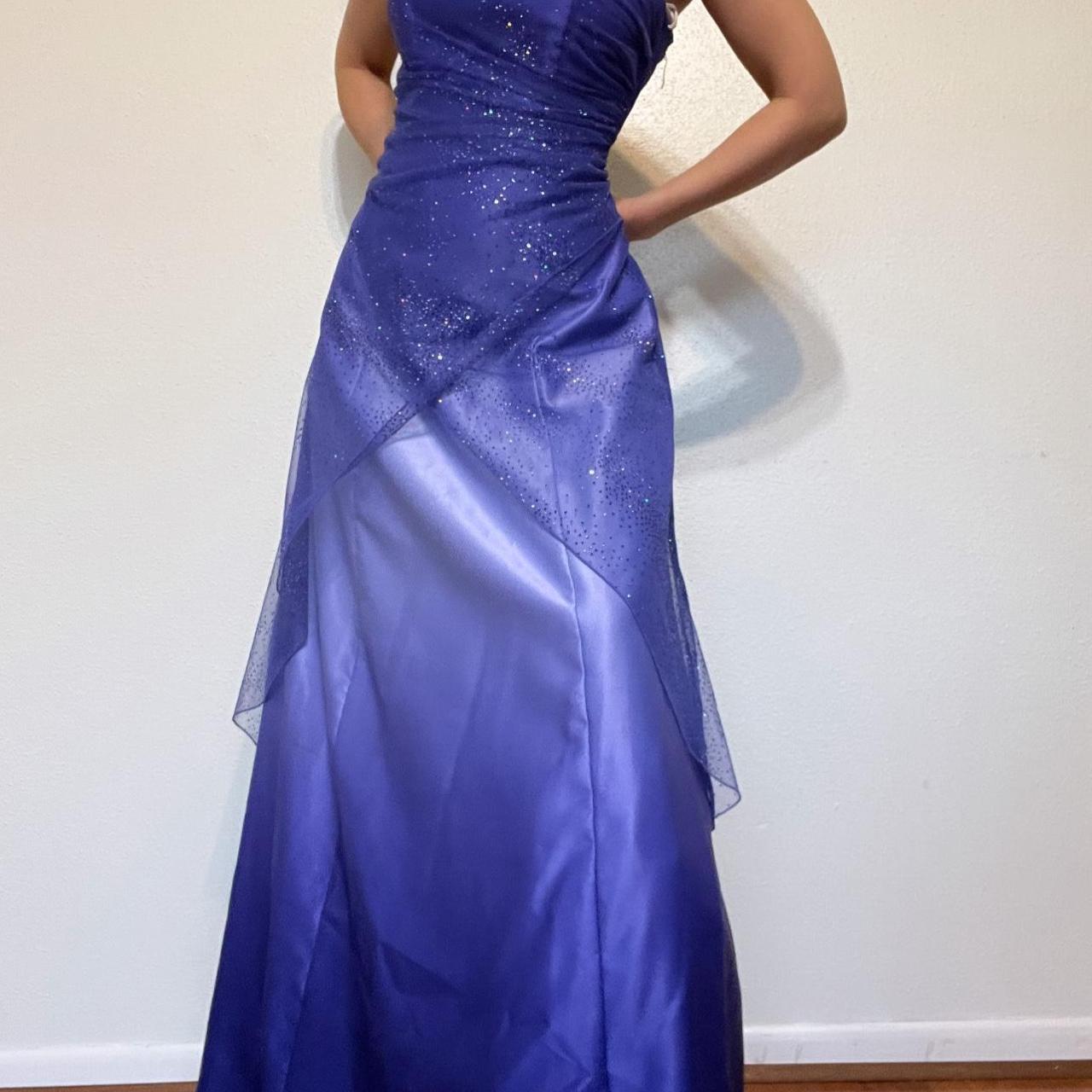 Girlhomeshops – Lila glänzendes, modisches, bodenlanges Ballkleid mit Farbverlauf und Tube-Top, Abschlussballkleid, gh5514