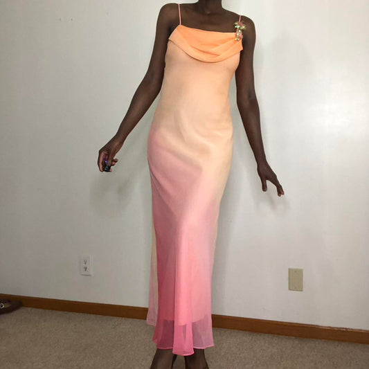 Pink orange fashion gradient long formal Prom dress evening dress party dress gh4903