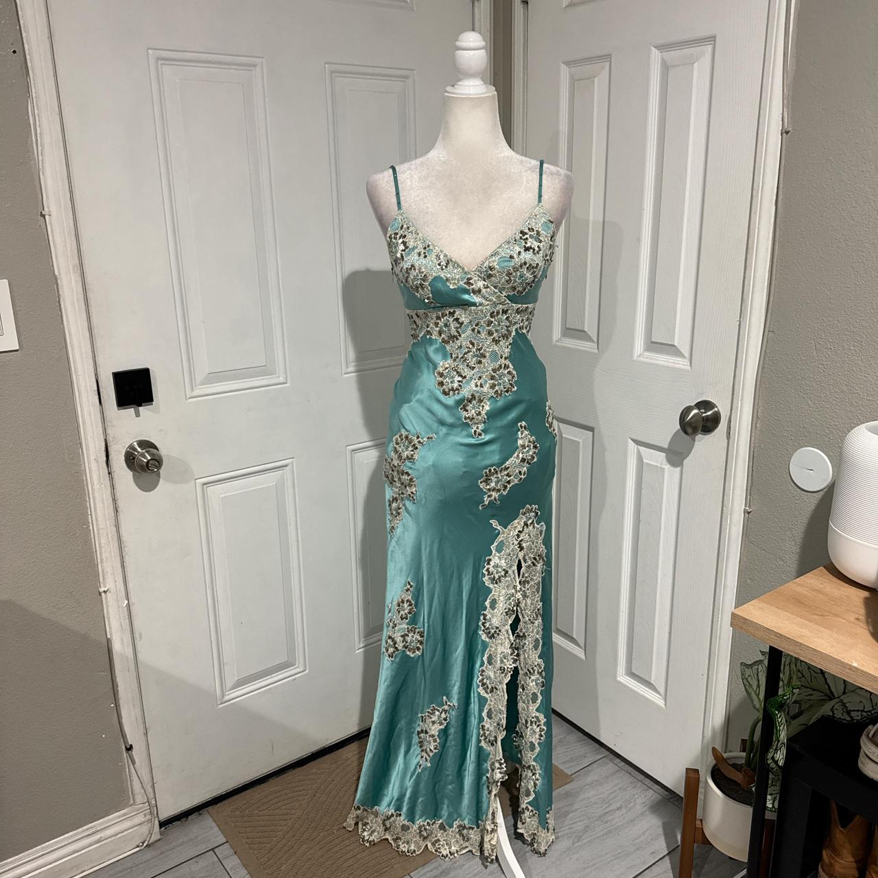 Robe de bal longue en satin vert menthe avec appliques en dentelle, robe de soirée, robe de remise de diplôme, gh4565