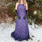 Purple Elegant Exquisite Floral Spaghetti Strap Long Tulle Floor Length Ball Gown Evening Gown Party Dress Prom Dress gh3736