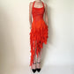 Girlhomeshops-Orange Sequin Beaded Ruffle Chiffon Short/Mid-Length Homecoming Dress Dance Dress Party Dress gh5084