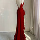 Black/Wine Red/White Fashion Elegant Spaghetti Strap Backless Long Chiffon Mermaid Slim Ruffle Ball Gown gh3460