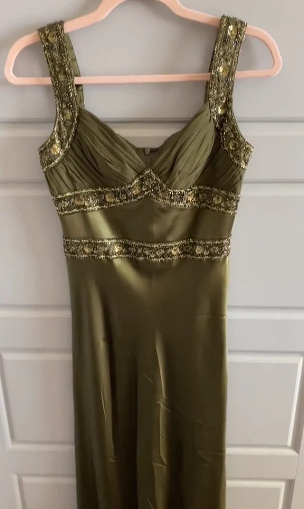 Olive Green Vintage Fashion Elegant Beading Bodycon Long Prom Gown Evening Dress Party Dress gh3459