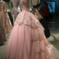 Pink Glitter Beading Elegant Long Tulle Ball Gown Evening Dress Graduation Dress gh3347