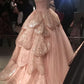 Pink Glitter Beading Elegant Long Tulle Ball Gown Evening Dress Graduation Dress gh3347