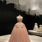 Pink Glitter Beading Elegant Long Tulle Ball Gown Evening Dress Graduation Dress gh3347