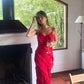 Red Maxi Prom Dress With Frill Detail Backless Party Dress gh2922