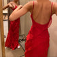 Red Maxi Prom Dress With Frill Detail Backless Party Dress gh2922