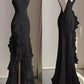 Black/Wine Red/White Fashion Elegant Spaghetti Strap Backless Long Chiffon Mermaid Slim Ruffle Ball Gown gh3460