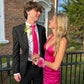Hot Pink Sexy Fashion V Neck Mermaid Long Elegant Satin Prom Dress, Evening Dress, Birthday Costume Party Dress gh3534