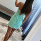 girlhomeshops--Mint Green/Pink Fashion Simple Short Lace Homecoming Dress gh5633