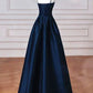Black/Red/Navy Elegant Simple Fashion A-Line Satin Long Ball Gown Evening Dress Party Dress Prom Dress gh3573