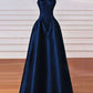Black/Red/Navy Elegant Simple Fashion A-Line Satin Long Ball Gown Evening Dress Party Dress Prom Dress gh3573