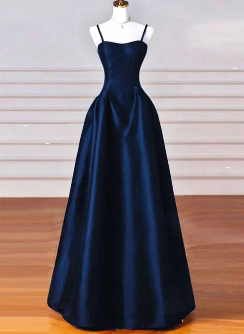 Black/Red/Navy Elegant Simple Fashion A-Line Satin Long Ball Gown Evening Dress Party Dress Prom Dress gh3573