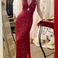 Red shiny backless long sequin formal Prom dress evening dress party dress gh4902