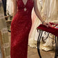 Red shiny backless long sequin formal Prom dress evening dress party dress gh4902