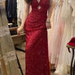 Red shiny backless long sequin formal Prom dress evening dress party dress gh4902