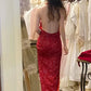 Red shiny backless long sequin formal Prom dress evening dress party dress gh4902