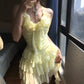 Yellow ruffle short tulle homecoming dress birthday dress gh4912
