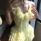 Yellow ruffle short tulle homecoming dress birthday dress gh4912